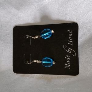 Made by Hand silver and blue earrings